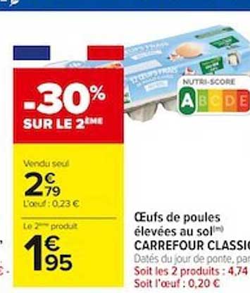 oeufs de poules élevées au sol carrefour classique