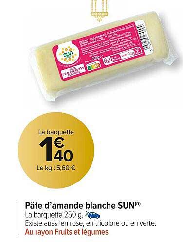 pâte d'amande blanche sun