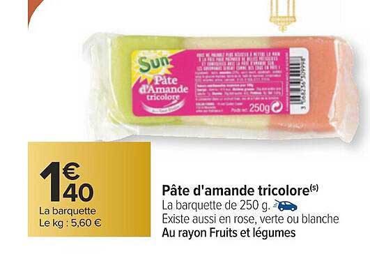 pâte d'amande tricolore