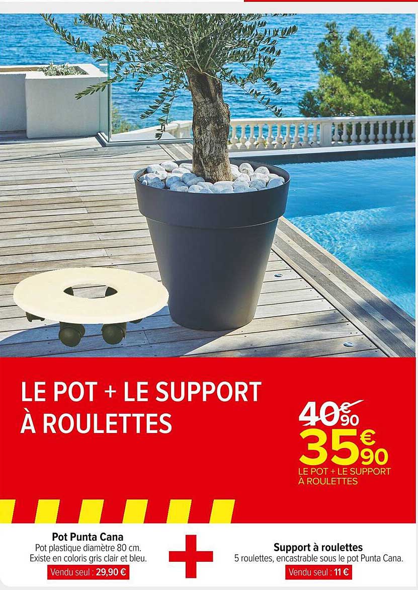 pot punta cana + support à roulettes