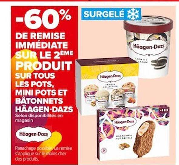 pots, mini pots et bâtonnets häagen-dazs