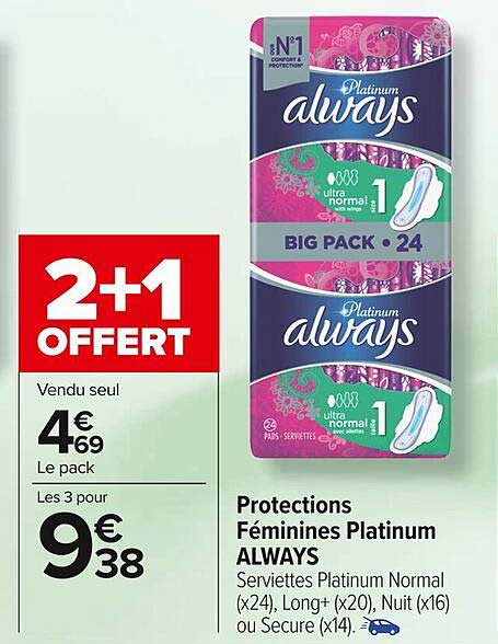 protections féminines platinum always