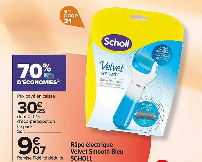 râpe électrique velvet smooth bleu scholl