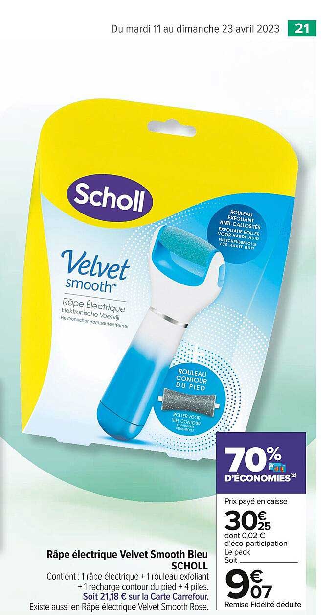râpe électrique velvet smooth bleu scholl