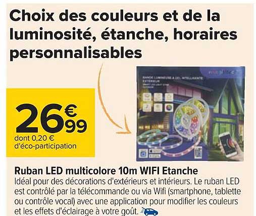 Ruban Led Multicolore 10m Wifi étanche
