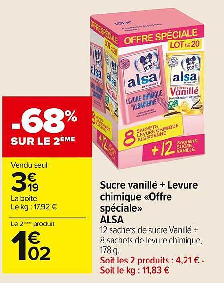 sucre vanillé + levure chimique «offre spéciale» alsa