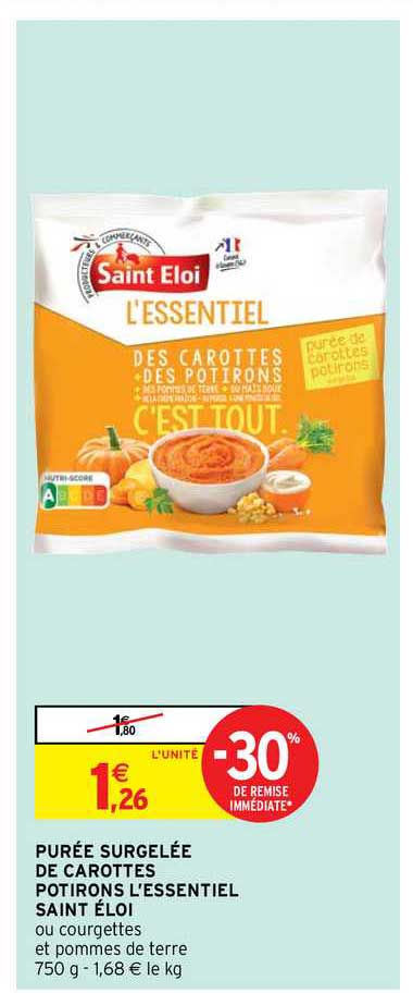 purée surgelée de carottes  potirons l'essentiel saint éloi