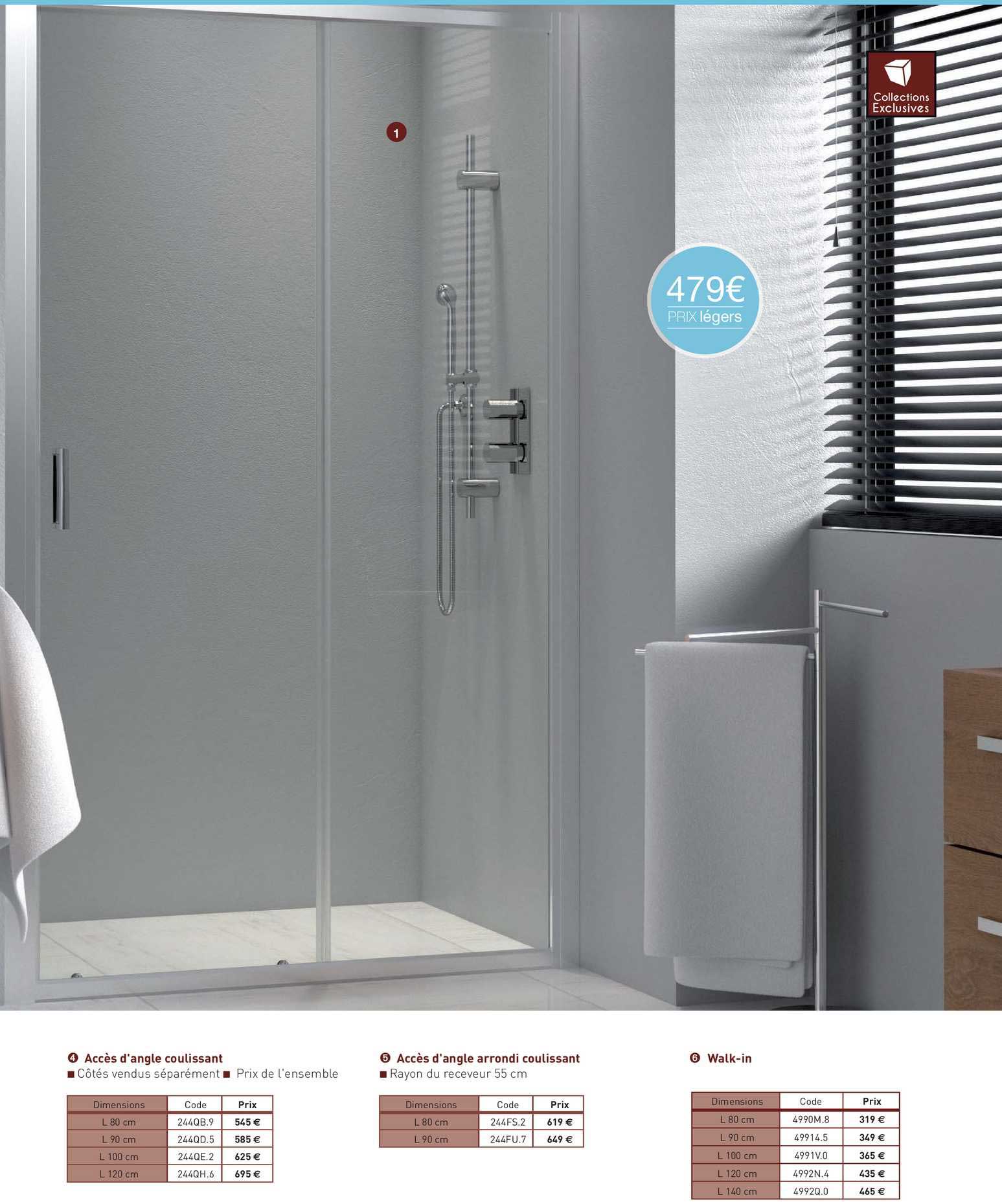 accès d'angle coulissant, accès d'angle arrondi coulissant, walk-in