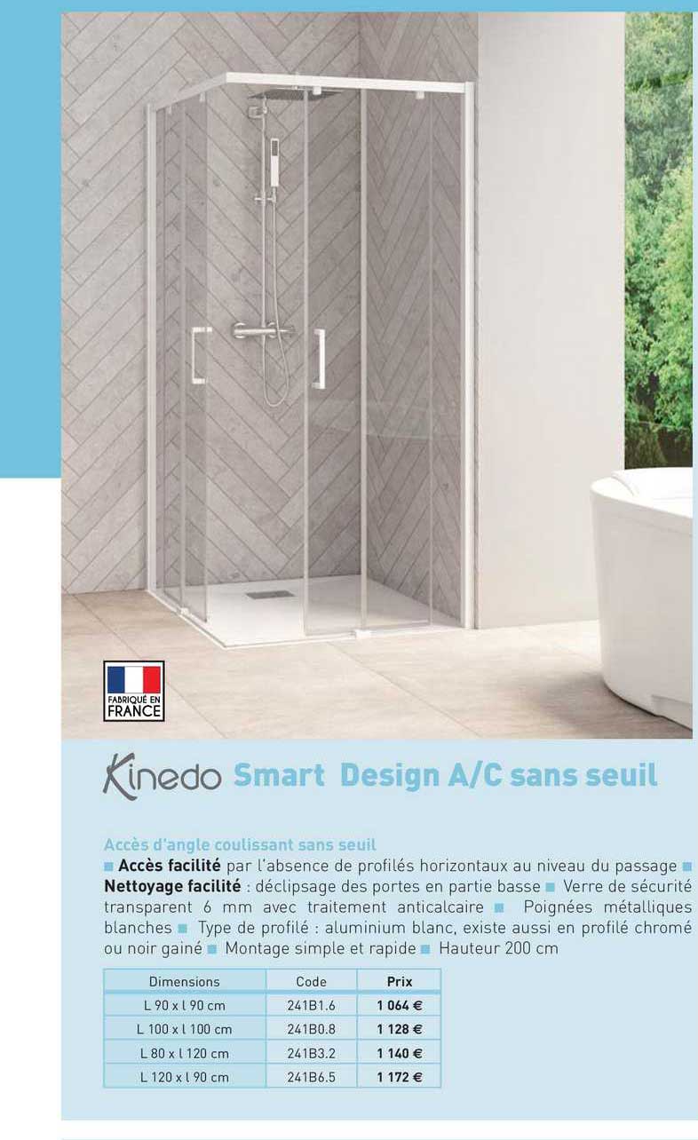 accès d'angle coulissant sans seuil smart design a-c sans seuil kinedo
