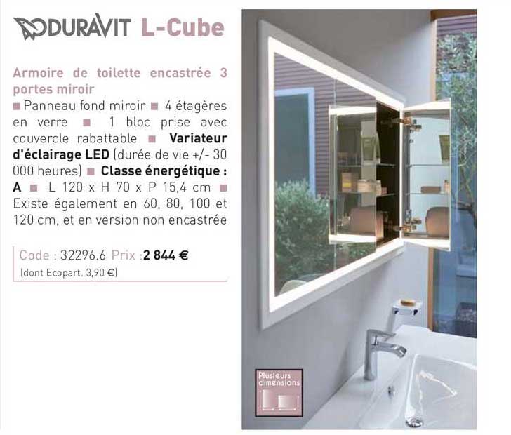 armoire de toilette encastrée 3 portes miroir