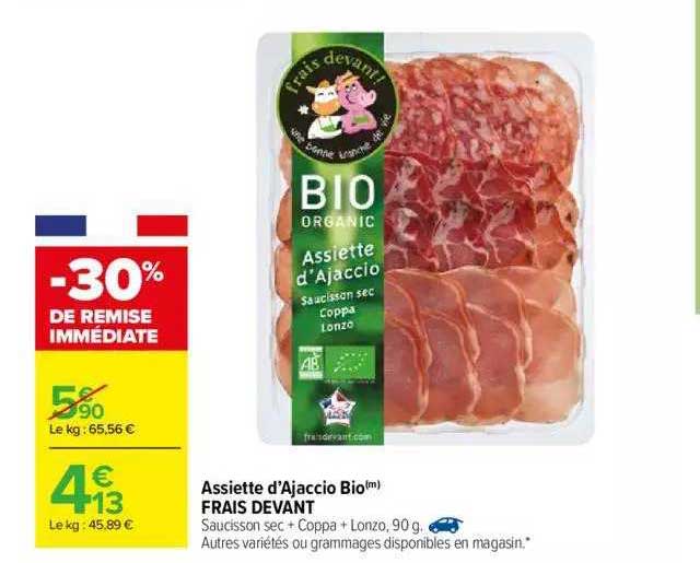 assiette d'ajaccio bio frais devant