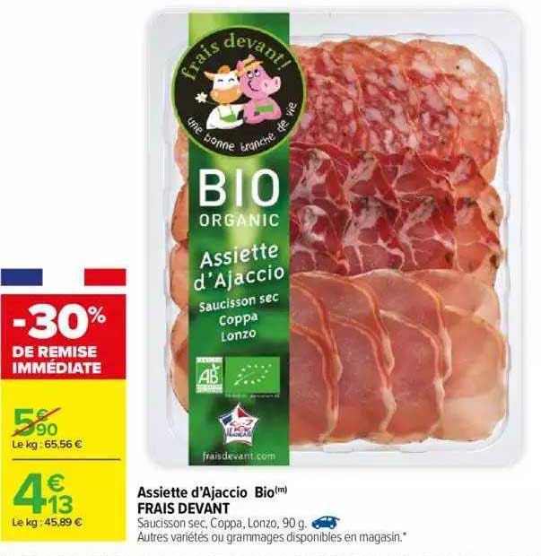 assiette d'ajaccio bio frais devant