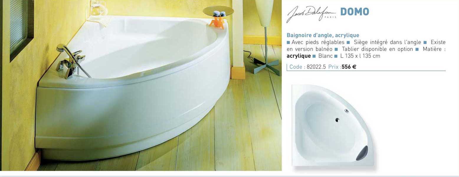 baignoire d'angle, acrylique domo jacob delafon