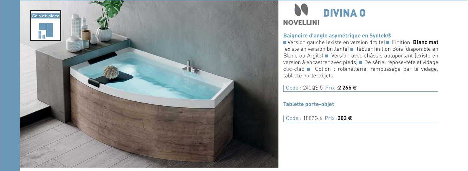 baignoire d'angle asymétrique en syntek divina o novellini