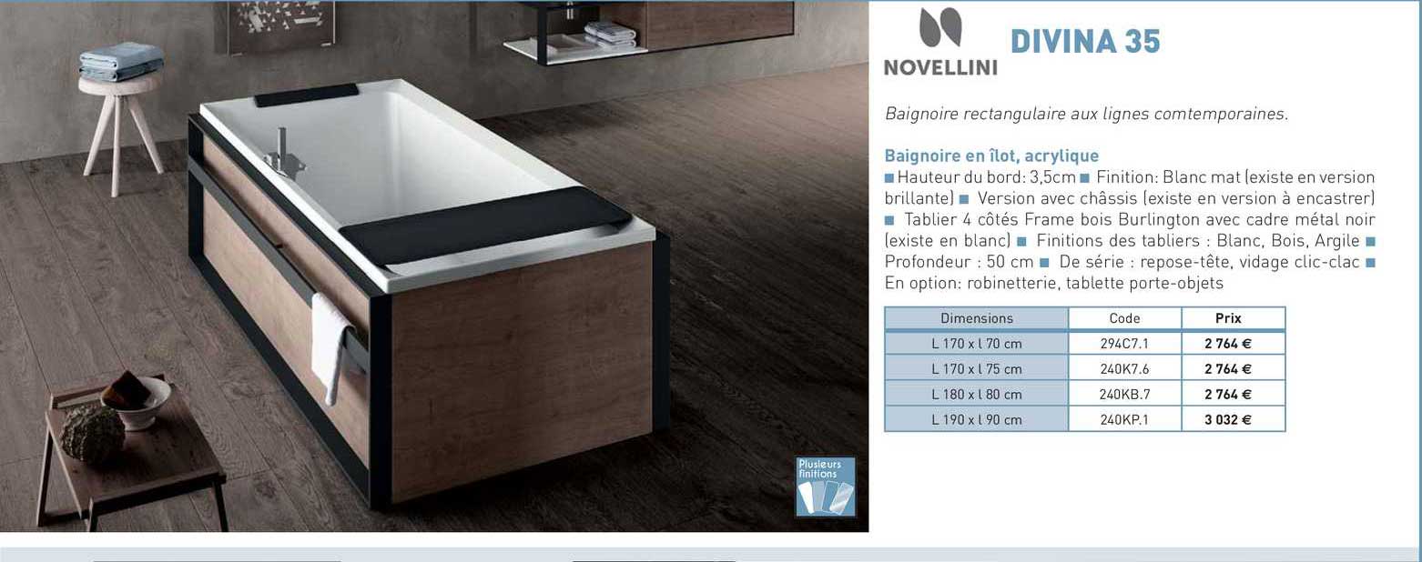 baignoire en îlot, acrylique divina 35 novellini