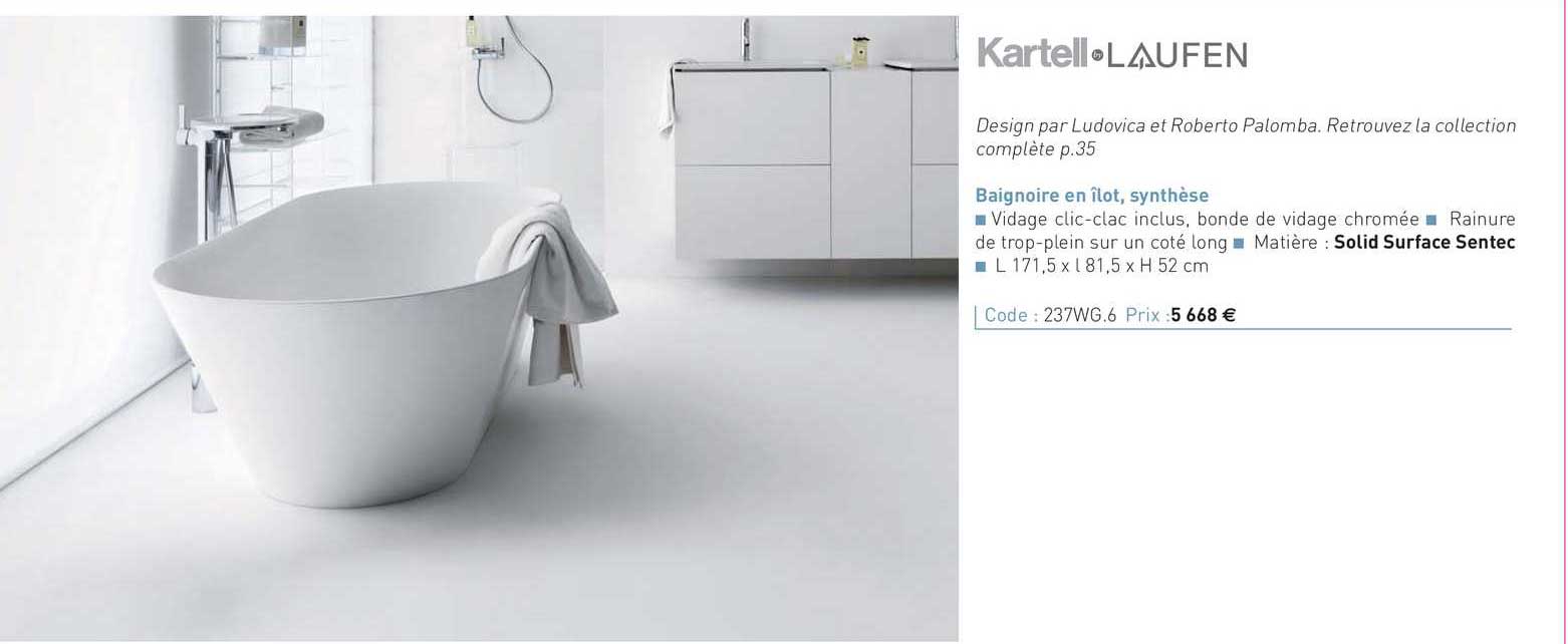 baignoire en îlot, synthèse laufen kartell