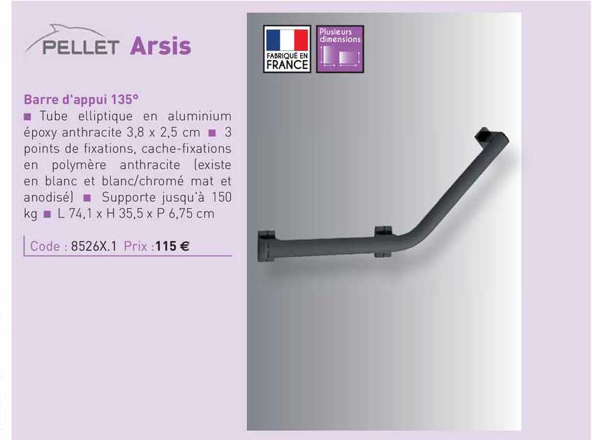 barre d'appui 135° arsis pellet