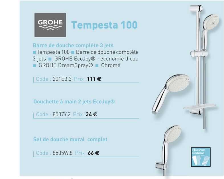 barre de douche complète 3 jets tempesta 100 grohe