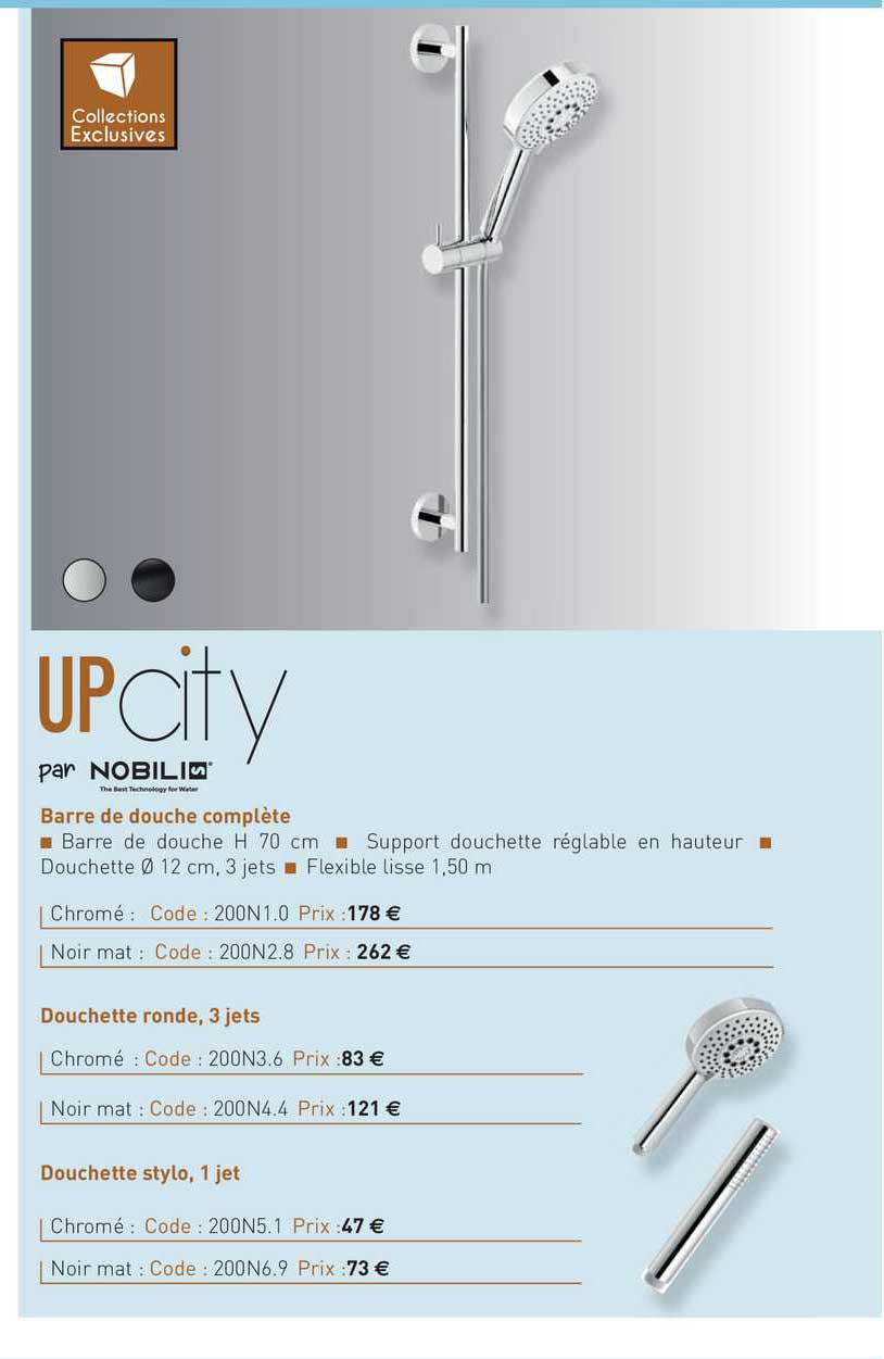 barre de douche complète up city par nobilis