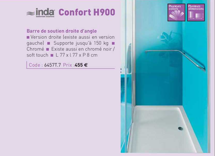 barre de soutien droite d'angle confort h900 inda