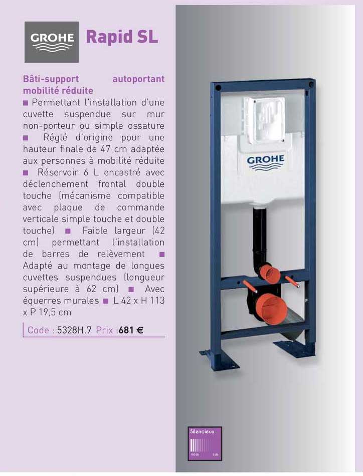 bâti-support autoportant mobilité réduite rapid sl grohe