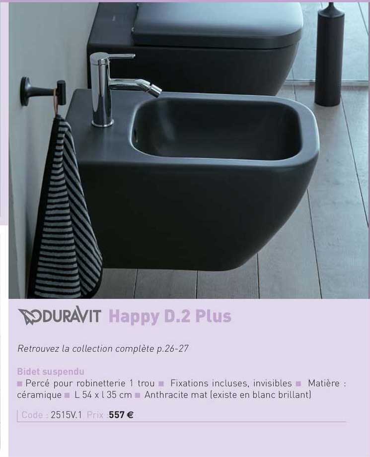 bidet suspendu happy d.2 plus duravit