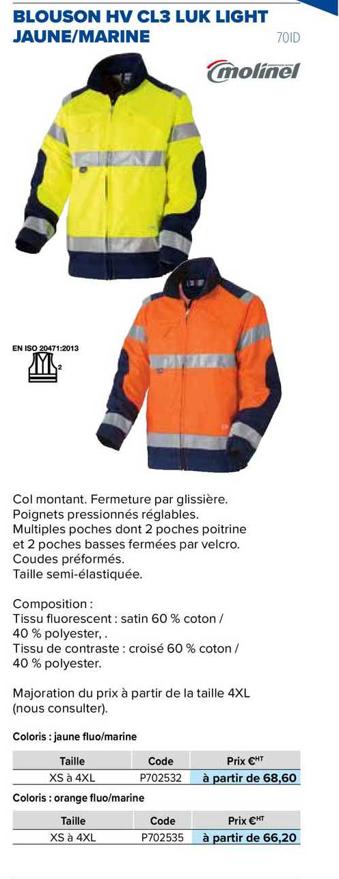 blouson hv cl3 luk light jaune - marine