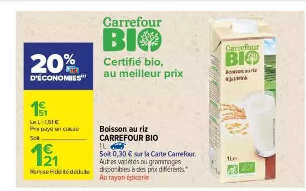 Boisson Au Riz Carrefour Bio