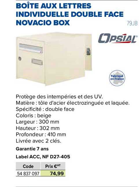 boîte aux lettes individuelle double face novacio box opsial