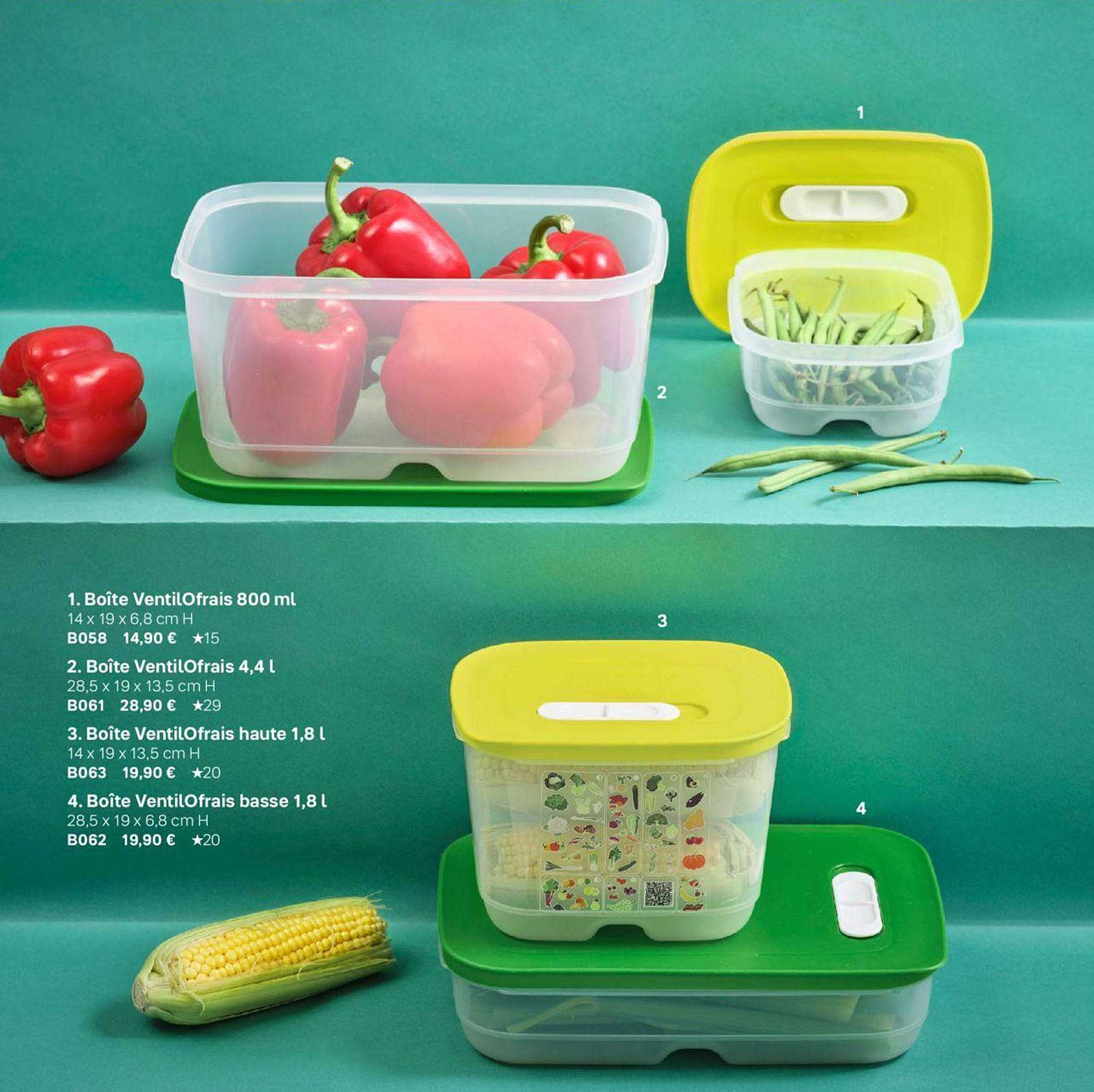 boîte ventilofrais 800 ml, boîte ventilofrais 4,4 l, boîte ventilofrais haute 1,8 l, boîte ventilofrais basse 1,8l