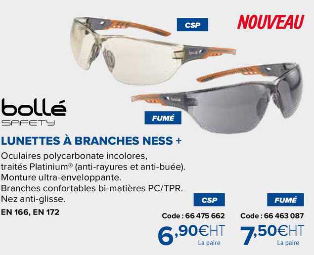 bollé safety lunettes à branches ness
