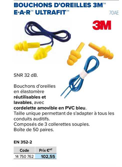 bouchons d'oreilles 3m e-a-r ultrafit