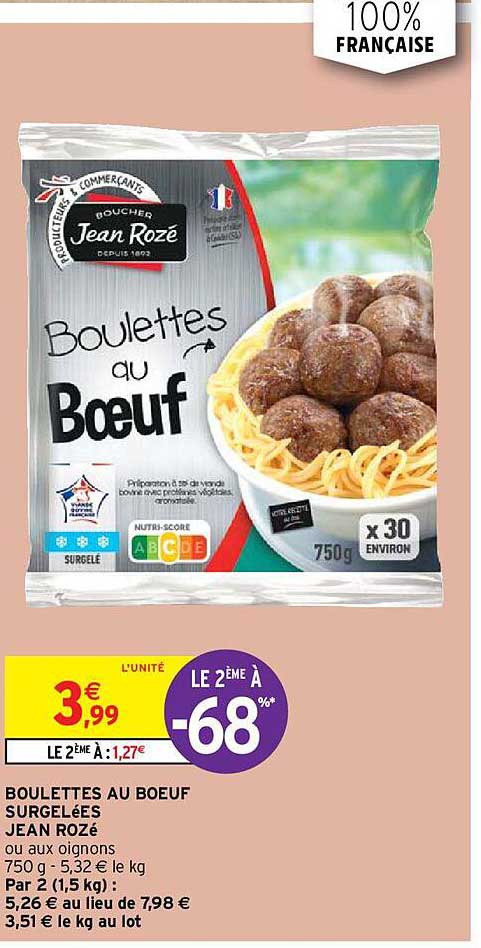 boulettes au bœuf surgelées jean rozé