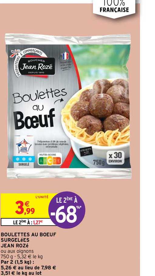 Boulettes Au Bœuf Surgelées Jean Rozé