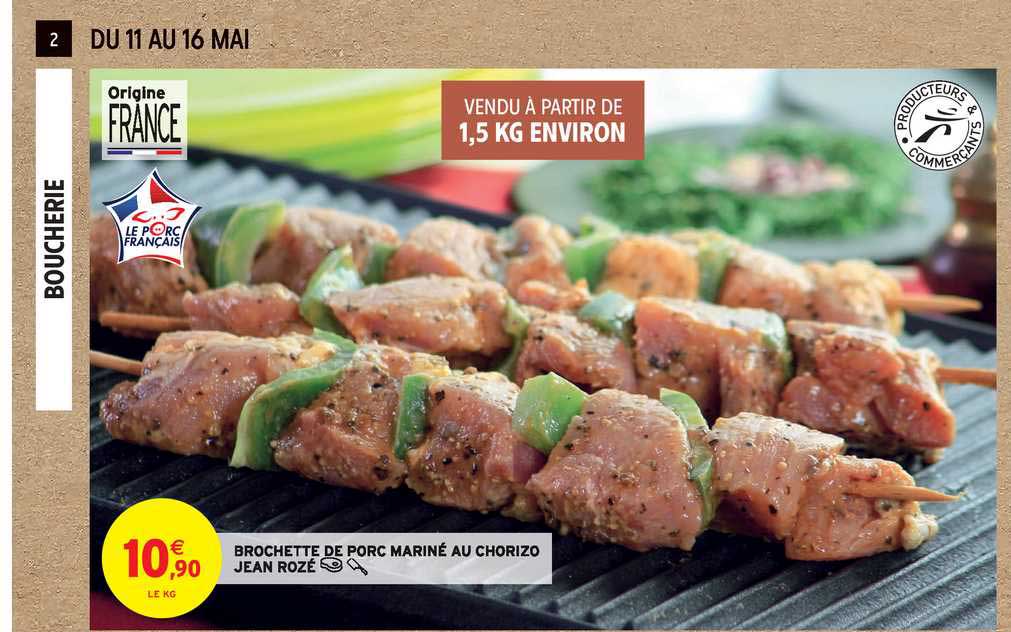 brochette de porc mariné au chorizo jean rozé