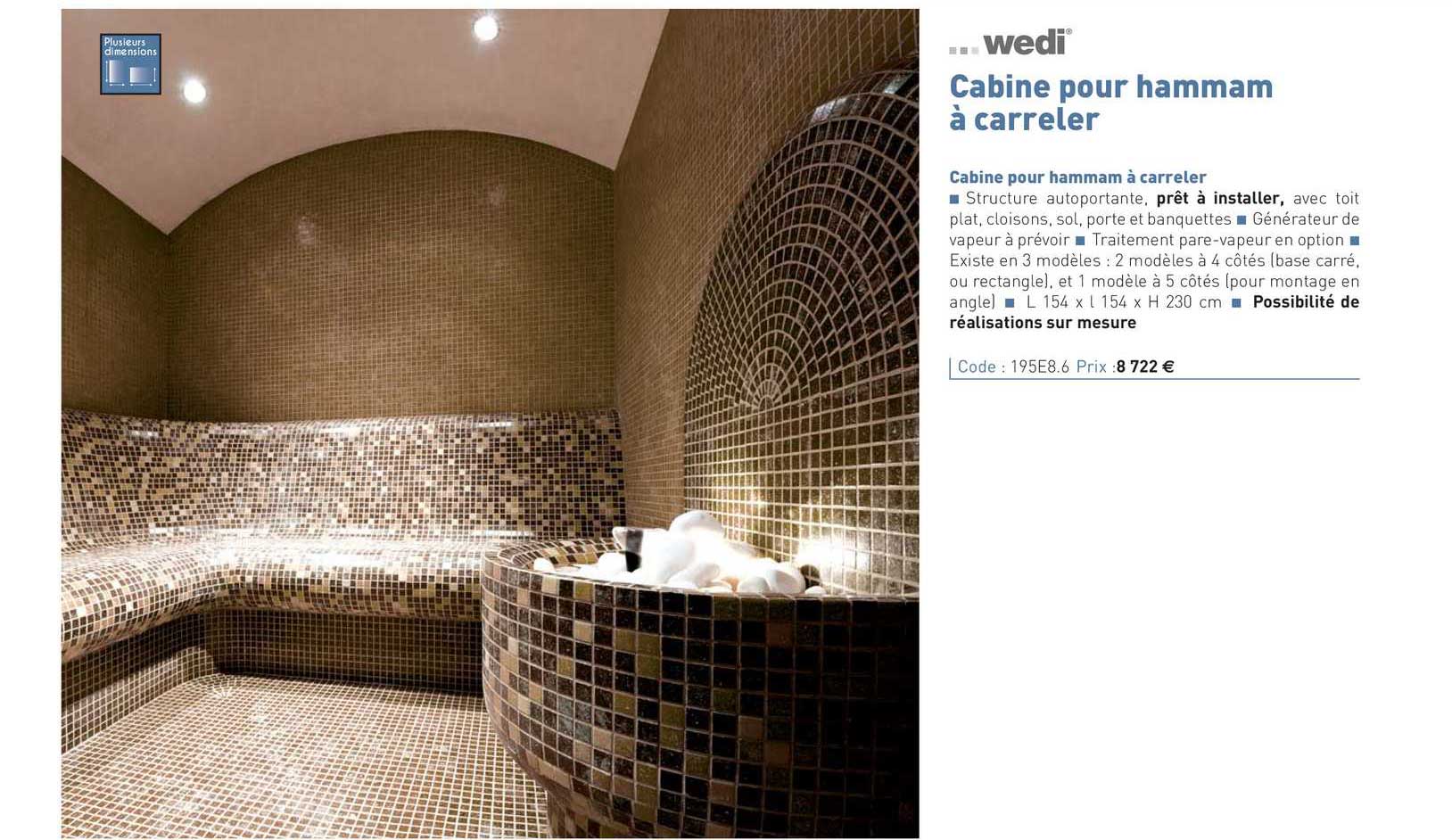 cabine pour hammam à carreler wedi