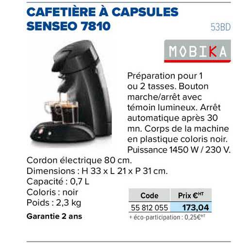 Cafetière à Capsules Senseo 7810 Mobika