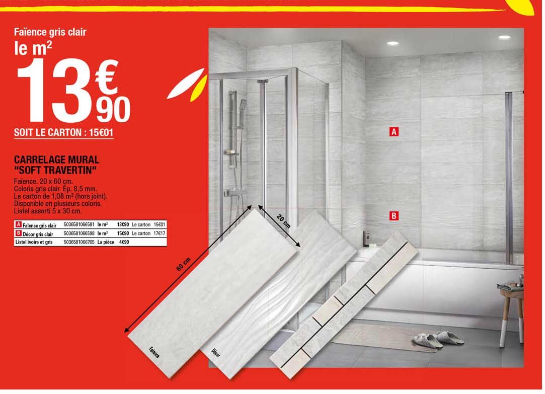 Carrelage Mural "soft Travertin"