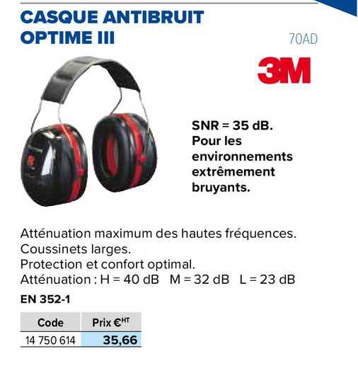 casque antibruit optime iii 3m
