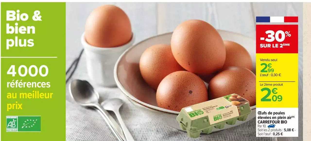 ceufs de poules élevées en plein air carrefour bio