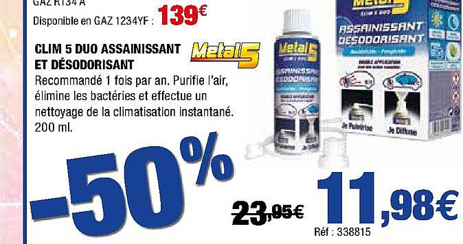 clim 5 duo assainissant et désodorisant metal5