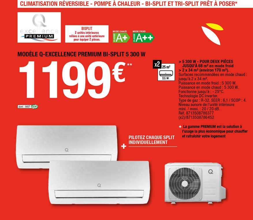 Climatisation Réversible - Pompe à Chaleur - Bi-split Et Tri-split Prêt à Poser