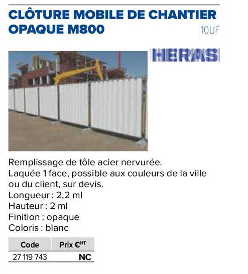 clôture mobile de chantier opaque m800 heras