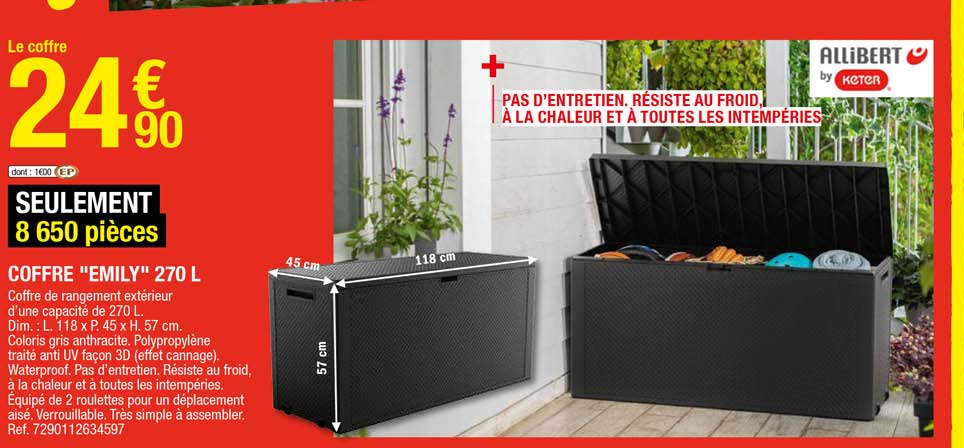 coffre "emily" 270l allibert