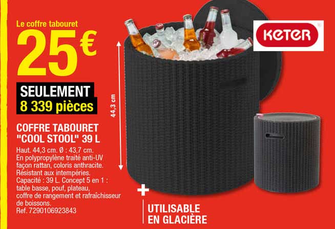 coffre tabouret "cool stool" 39 l keter