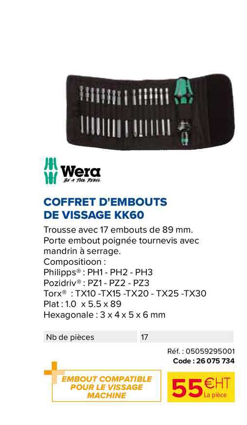 coffret d'embouts de vissage kk60