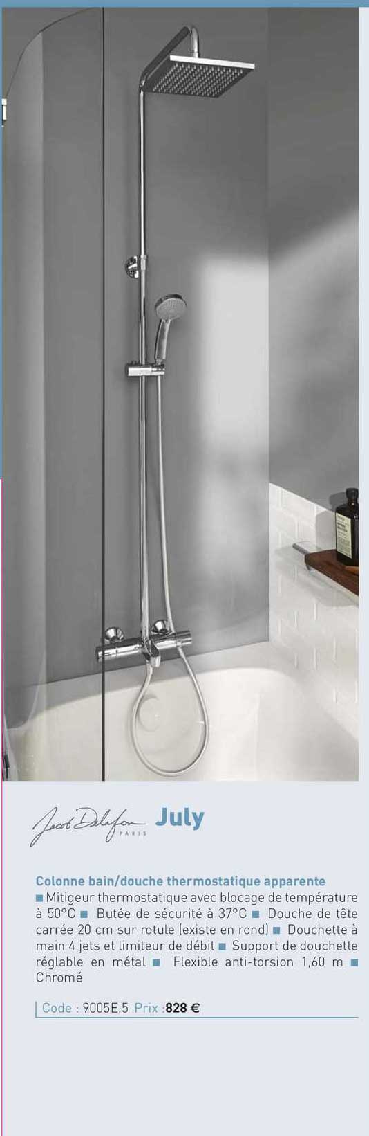 Colonne Bain-douche Thermostatique Apparente July Jacob Delafon