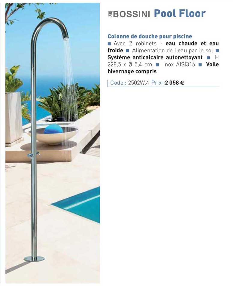 colonne de douche pour piscine pool floor bossini