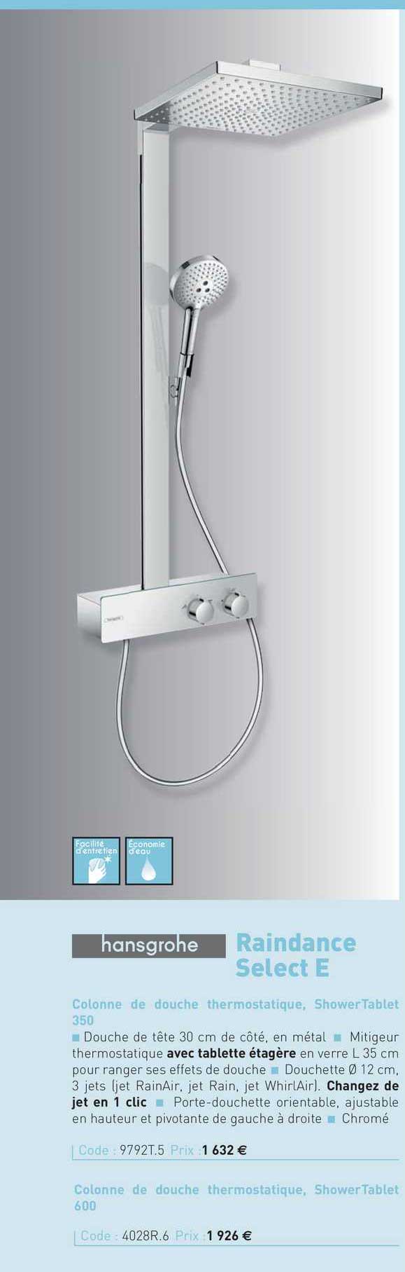 colonne de douche thermostatique, shower tablet raindance select e