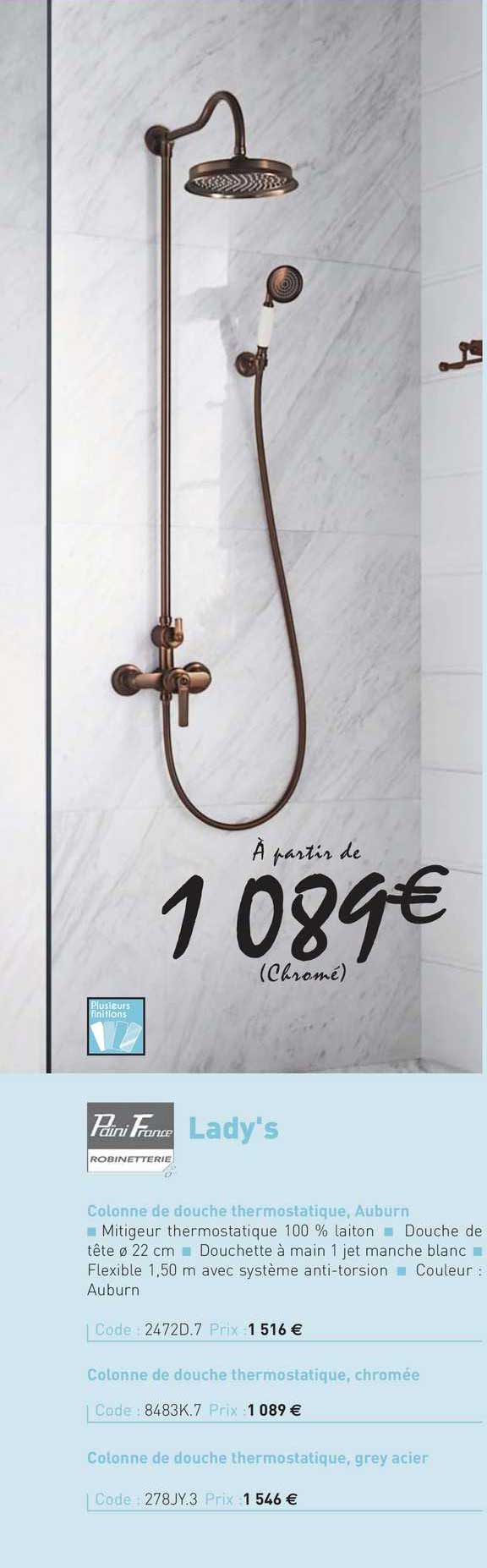 colonne de douche thermostatique auburn lady's paini france